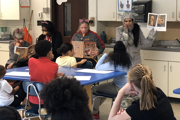 Dr. Ruiz reads to students